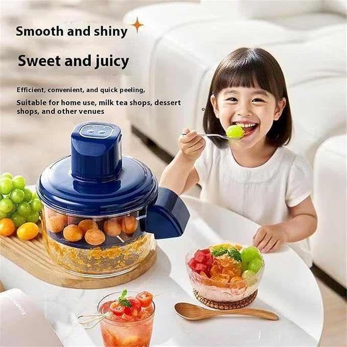 Automatic small fruit peeler machine by Rabiya Mart, showcasing compact design and stainless steel peeling surface.