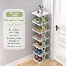 X-shaped shoe rack by Rabiya Mart with multiple tiers for organized shoe storage, shown in black with a modern design.