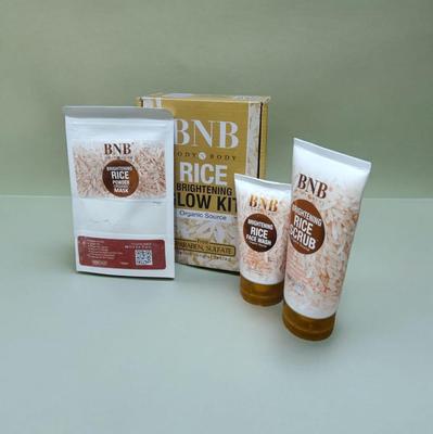 Whitening and Brightening Facial Kit - 3 Pcs Rice Face Mask, Scrub & Wash