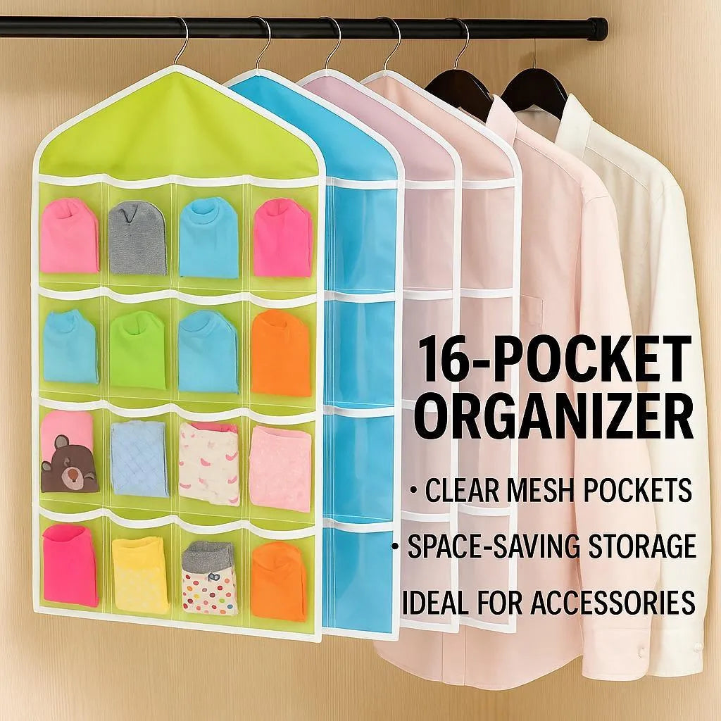 16 Pocket Wardrobe Storage Organizer Hanging Bag