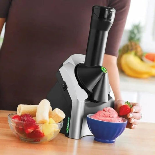 Black and gray dessert frozen ice cream treat maker by Rabiya Mart with handles and a sleek design for homemade frozen desserts.