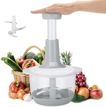 Manual Hand Chopper 1500 ML Vegetable Cutter 3 Sharp Blades Speedy Pull String Onion Tomato Garlic Chopper Portable Salad Maker & Kitchen Gadget Easy to Use & Clean
