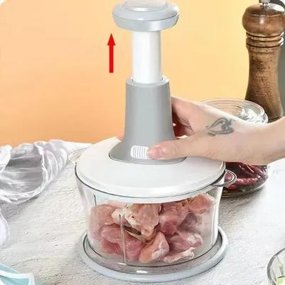 Manual Hand Chopper 1500 ML Vegetable Cutter 3 Sharp Blades Speedy Pull String Onion Tomato Garlic Chopper Portable Salad Maker & Kitchen Gadget Easy to Use & Clean