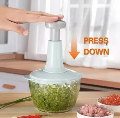 Manual Hand Chopper 1500 ML Vegetable Cutter 3 Sharp Blades Speedy Pull String Onion Tomato Garlic Chopper Portable Salad Maker & Kitchen Gadget Easy to Use & Clean