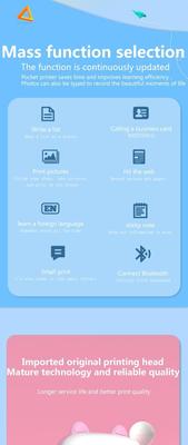 Portable Wireless Mini Thermal Bluetooth Printer – Instant Inkless Printing in Blue