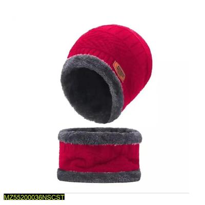 Unisex Beanie Wool Cap With Neck Warmer