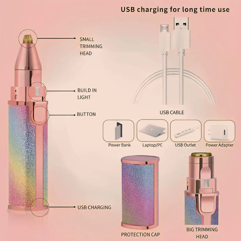 2 in 1 Facial Trimmer for Women (Rechargeable)